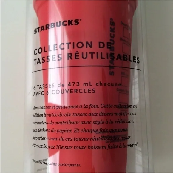 NEW Starbucks Christmas 2017 Reusable Cups & Lids Collection SET OF 6 Different - Picture 7 of 8